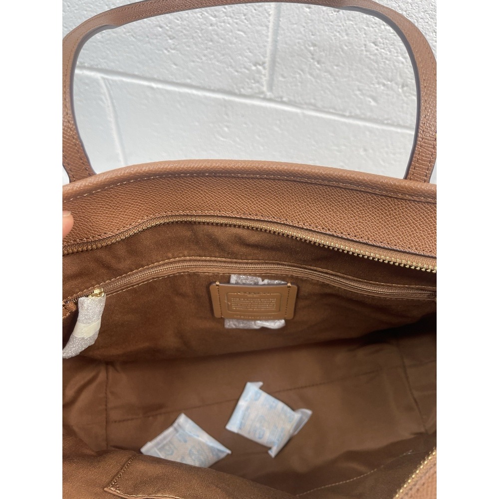 COACH F58846 CITY ZIP TOTE IN CROSSGRAIN LEATHER Camel/Brown Gold Hardware Bag - Picture 7 of 8